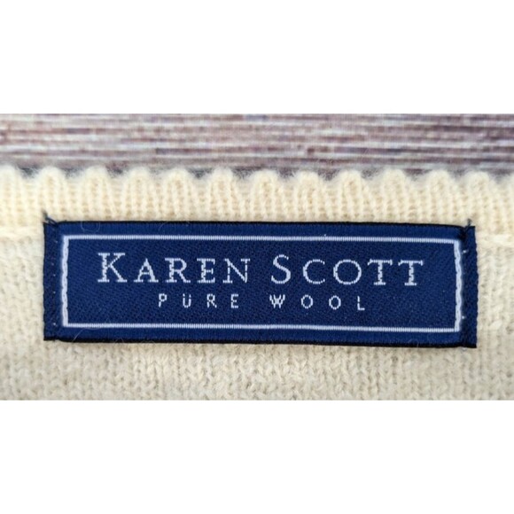 Vintage Karen Scott Womens LARGE Embroidered Wool Cardigan Sweater Button Up NWT - Picture 3 of 16